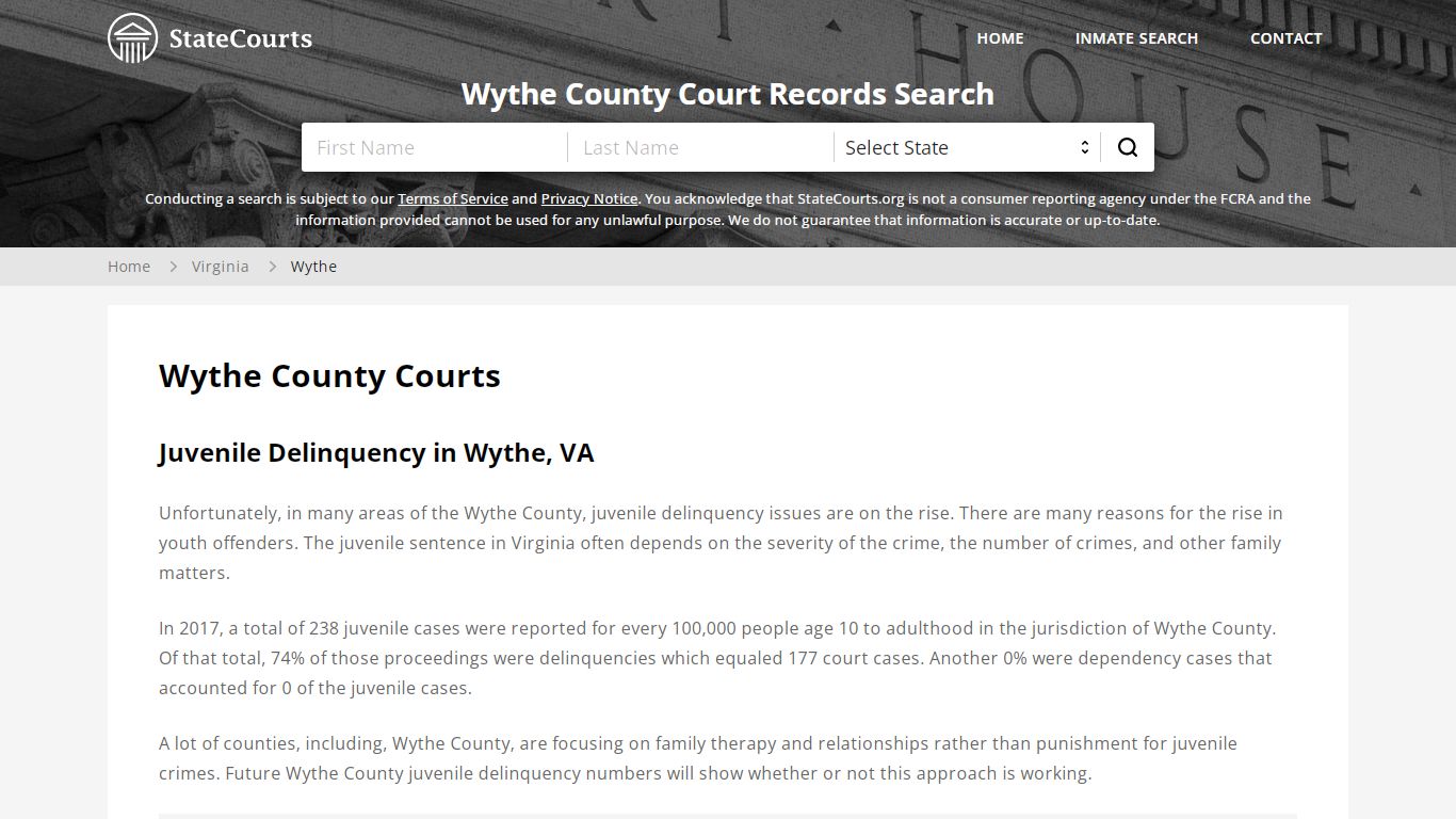 Wythe County, VA Courts - Records & Cases - StateCourts